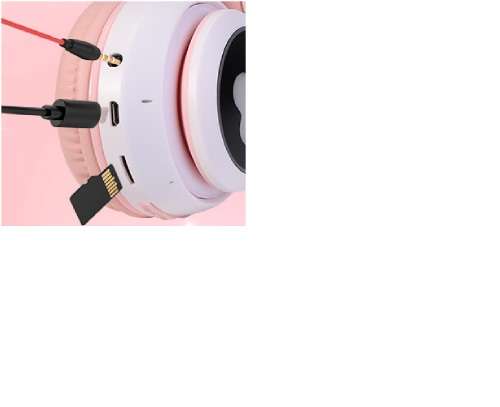 Cat Ear Wireless Headphones, LED Light Up Kids Bluetooth Headphones Over On Ear w/Microphone