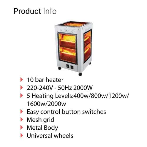 10 Bars 5 Sides Electric Heater 2000w