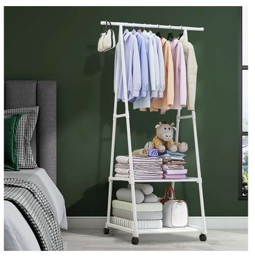 Clothes Rack Small Metal Garment Rack with Shelves for bedroom Rolling clothing rack for Hanging