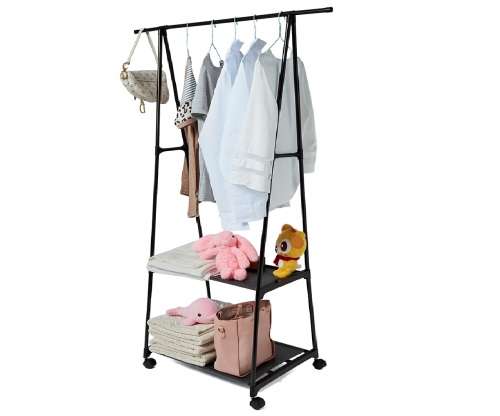 Clothes Rack Small Metal Garment Rack with Shelves for bedroom Rolling clothing rack for Hanging