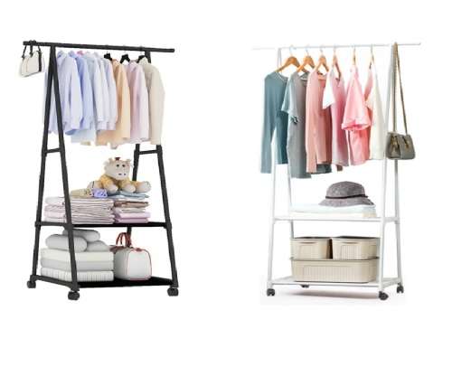 Clothes Rack Small Metal Garment Rack with Shelves for bedroom Rolling clothing rack for Hanging