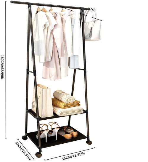 Clothes Rack Small Metal Garment Rack with Shelves for bedroom Rolling clothing rack for Hanging