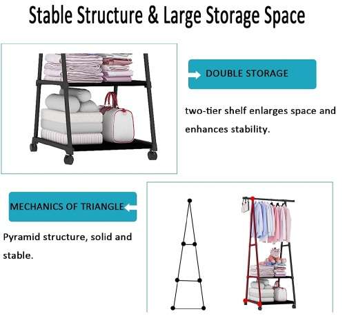 Clothes Rack Small Metal Garment Rack with Shelves for bedroom Rolling clothing rack for Hanging