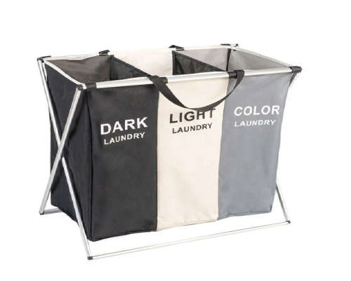 3 Compartments For Dorm Room Washing Storage Laundry Hamper