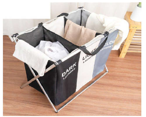 3 Compartments For Dorm Room Washing Storage Laundry Hamper