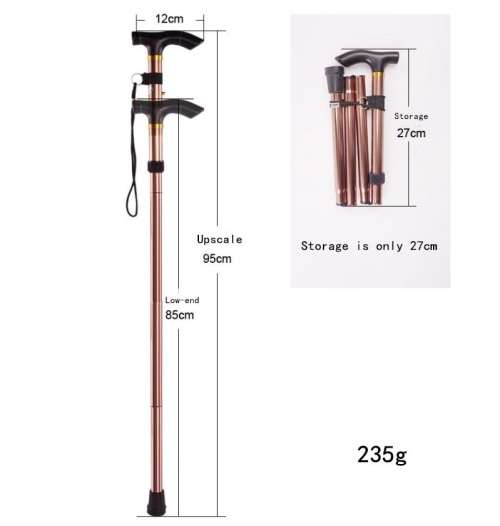 Camping Hiking walking Stick Folding - Black