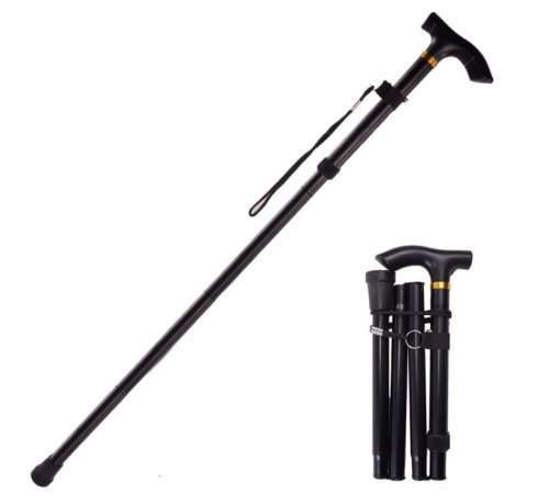 Camping Hiking walking Stick Folding - Black