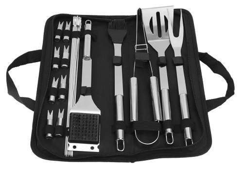 CS Stainless Steel 21 Piece Braai Utensil Set in Carry & Basting Brushes