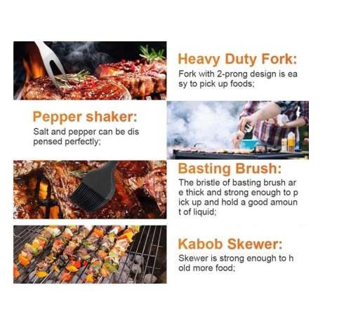 CS Stainless Steel 21 Piece Braai Utensil Set in Carry & Basting Brushes