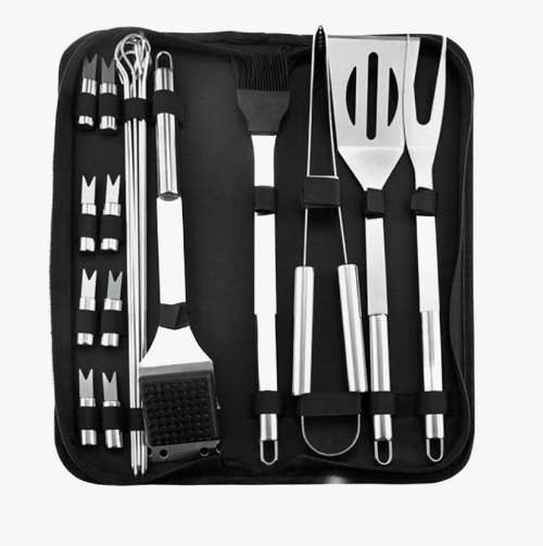 CS Stainless Steel 21 Piece Braai Utensil Set in Carry & Basting Brushes