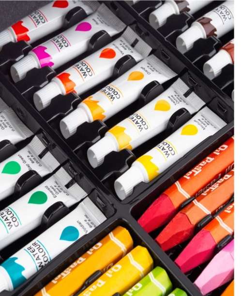 145Pcs Unicorn Kids Painting & Drawing Art Set With Aluminium Case - Pink