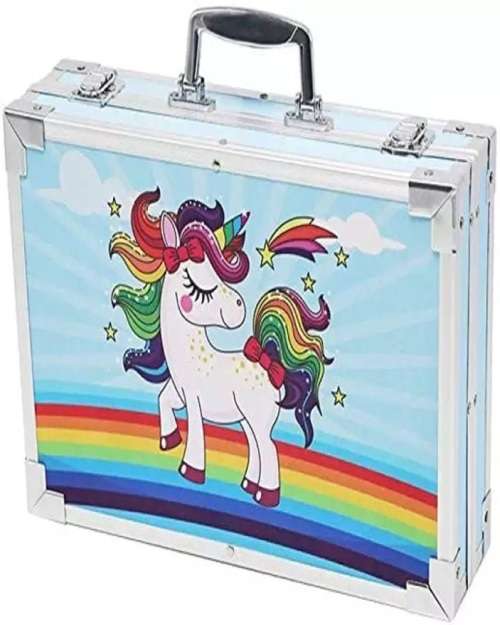 145Pcs Unicorn Kids Painting & Drawing Art Set With Aluminium Case - Blue