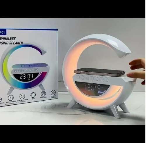 Wireless Alarm Clock Speaker With Rhythm RGB Light Bar,15W Wireless Speaker