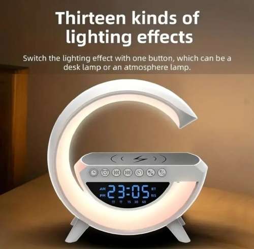 Wireless Alarm Clock Speaker With Rhythm RGB Light Bar,15W Wireless Speaker