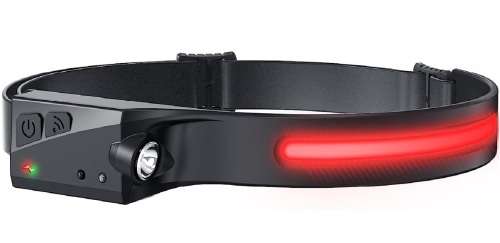 CS-Red And White Led Headlamp Rechargeable 6Modes Adjustable, Motion Sensor