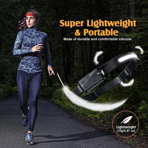 CS-Red And White Led Headlamp Rechargeable 6Modes Adjustable, Motion Sensor
