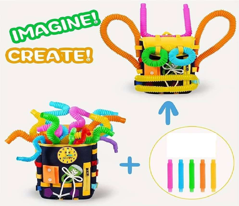 Children`s Felt Toy Backpack Early Childhood Education Skills Activity