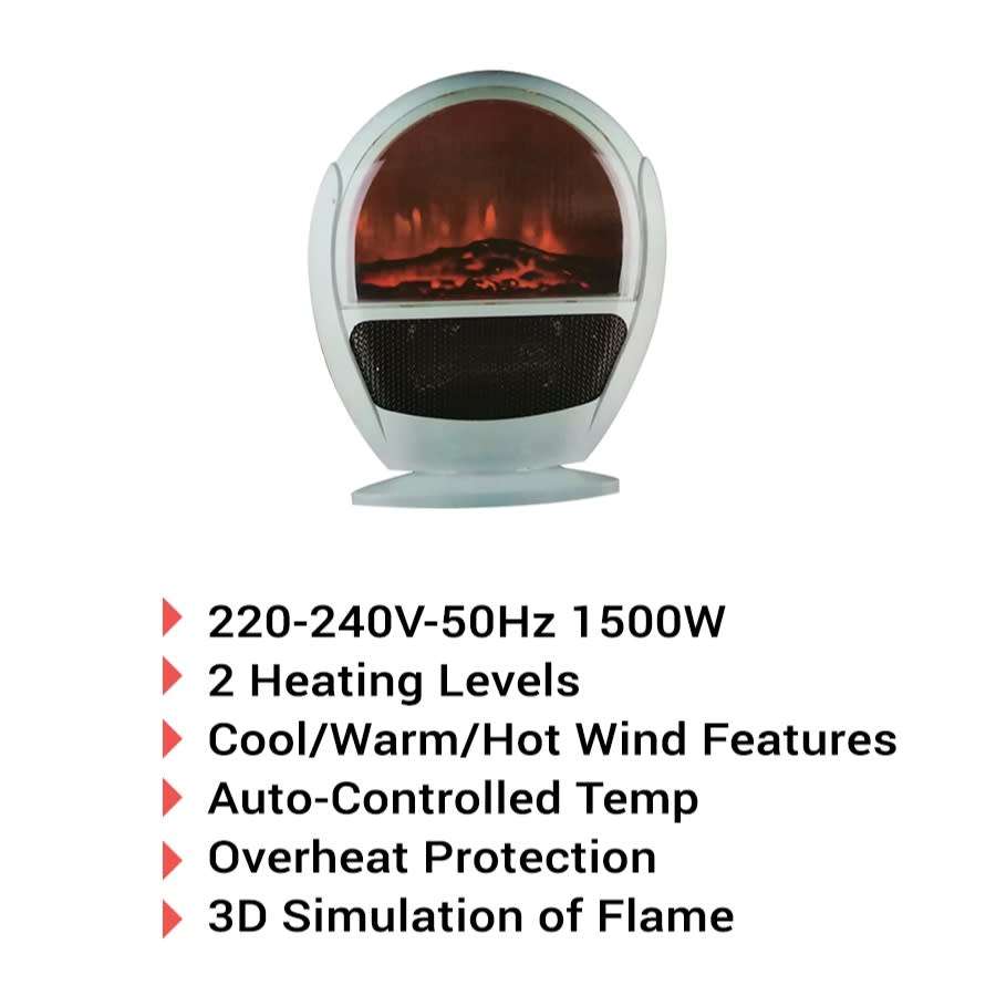 1500W 3D Simulation Electric Heater with Overheat Protection