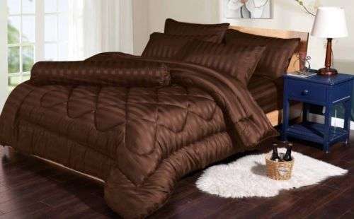 ONLY 2 AVAILABLE!! STUNNING 9 PIECE 100% COTTON KING SIZE COMFORTER SET- CHOCOLATE BROWN ONLY
