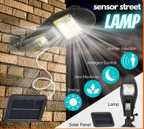 100W SENSOR STREET LIGHT WITH SOLAR PANEL
