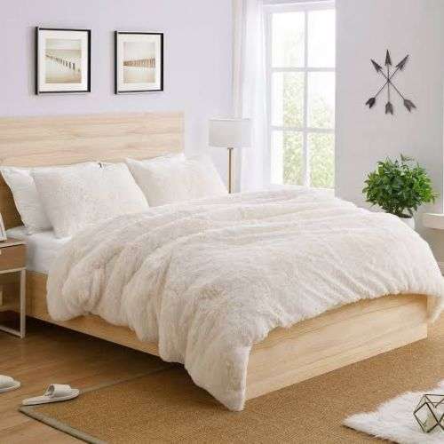 GORGEOUS 3 PIECE FLUFFY QUEEN SIZE COMFORTER SET- VARIOUS COLOURS