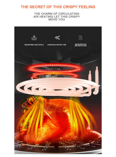 4.5L 1200W 220V Multifunction Air Fryer - Oil free Health Fryer/Cooker Smart Touch - LCD screen