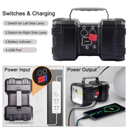 LED Spotlight/Flashlight - 10000mAh built in powerbank - 1200LM 20h Ultra-long Standby 7 Light Modes