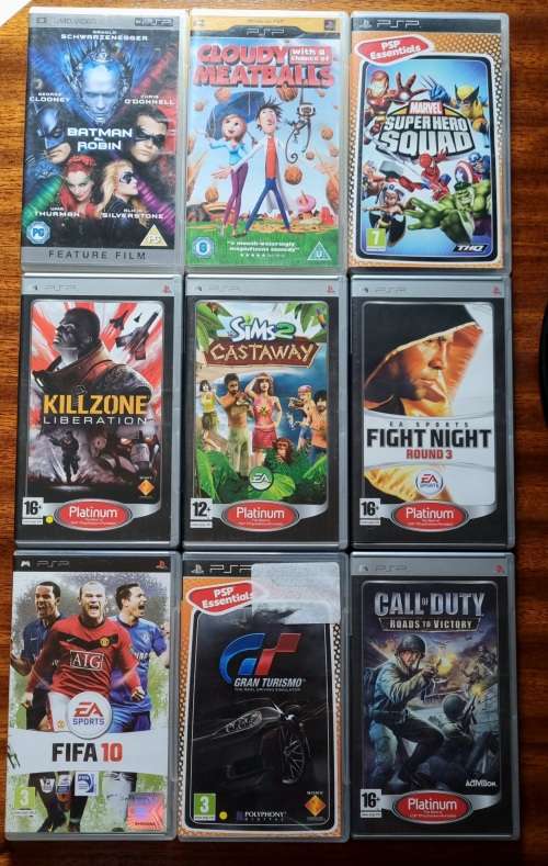 PSP + 11 Games + 2 Movies + Charger + Fifa Decal + Box - Free Shipping