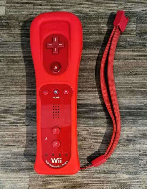 Red Nintendo Wii Controller with Motion Plus and Silicone Cover for Nintendo Wii