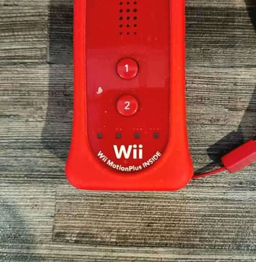 Red Nintendo Wii Controller with Motion Plus and Silicone Cover for Nintendo Wii