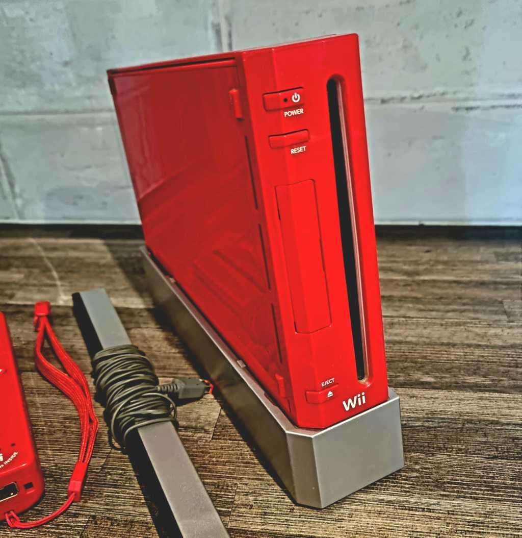 Red Nintendo Wii Console with Motion Plus Controller and Nunchuck