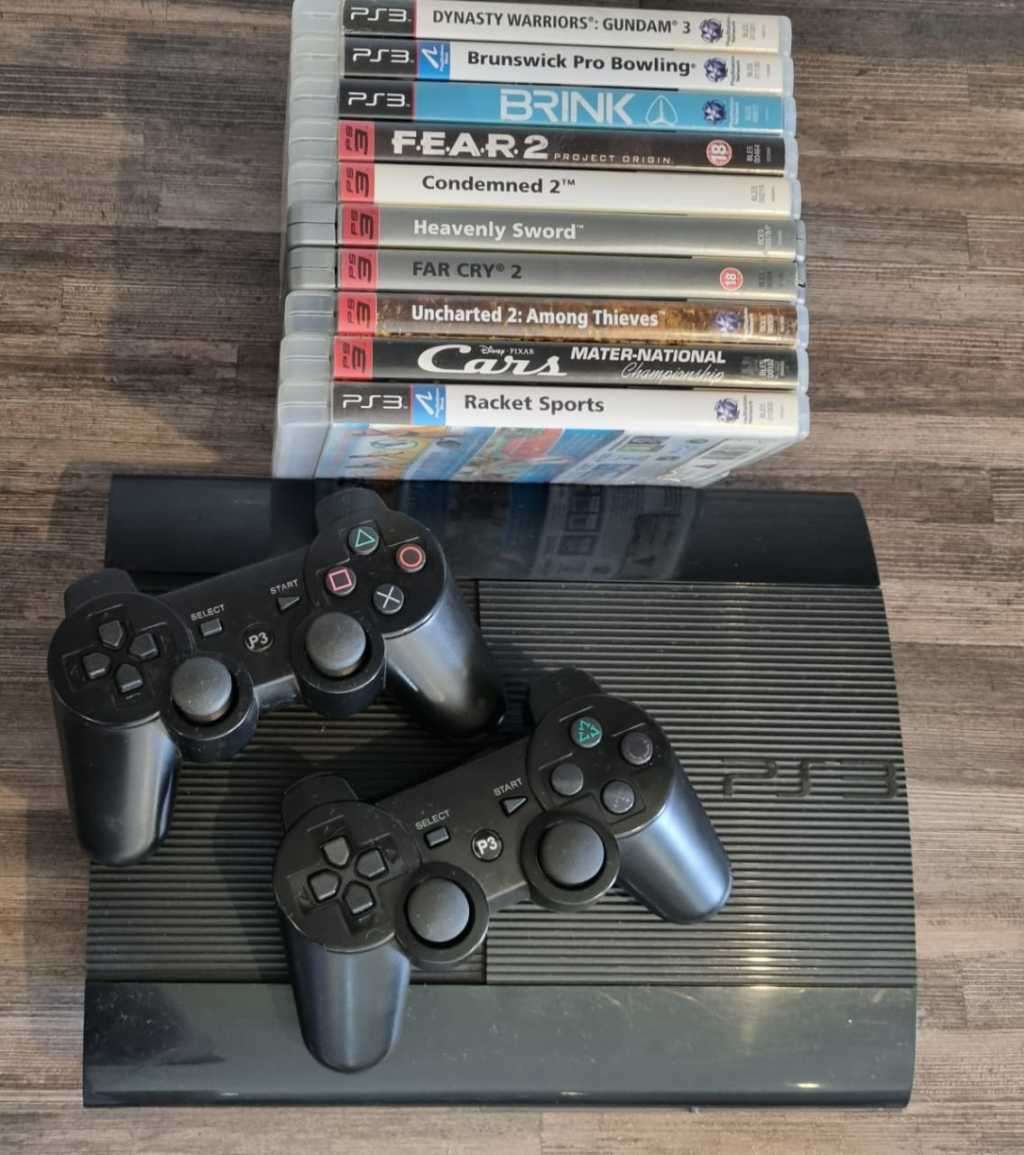 PS3 Console + 2 Controllers + 10 Games