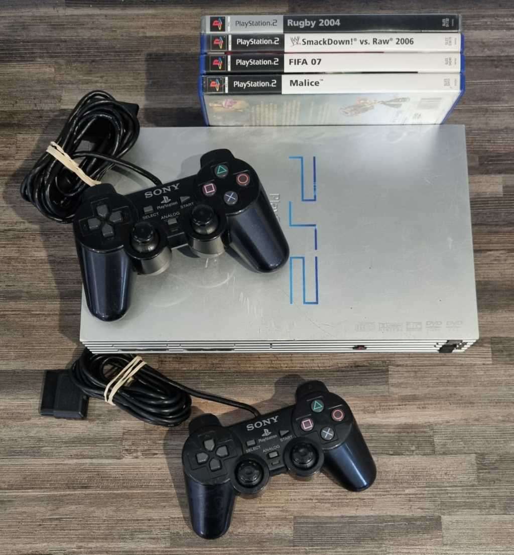 PS2 Console + 2 Controllers + Games