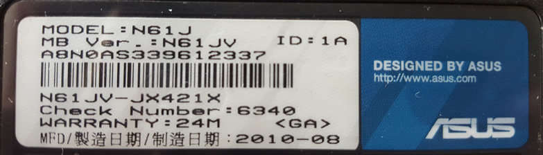 ASUS N61JV-JX421x - 16" - Core i5 460M - 2GB RAM - 160 GB HDD