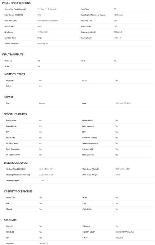 LG Gaming 22` IPS LED Monitor