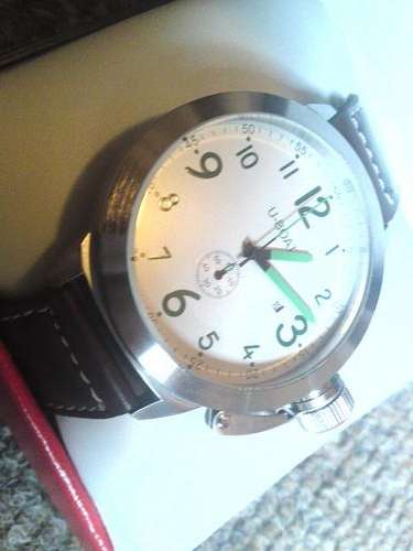 U-Boat - Brown Leather strap White Face