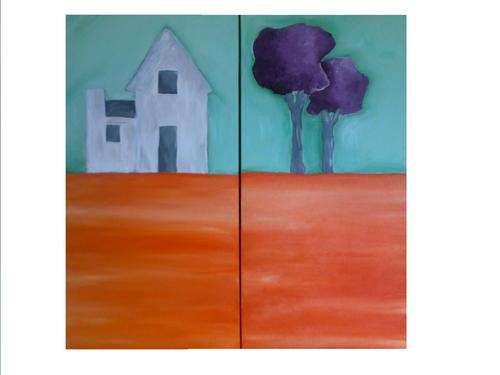 Purple tree and house