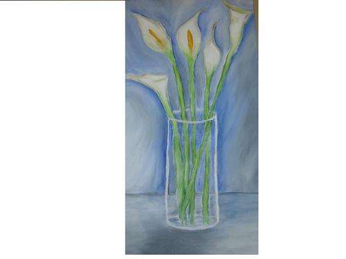 Arum Lillies in glass vase