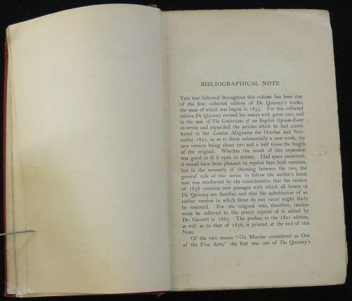 The Confessions of an English Opium-Eater, and other essays. de Quincey. Thomas