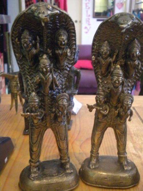 2 x Snake With 5 wise men Sculptures - Very Interesting