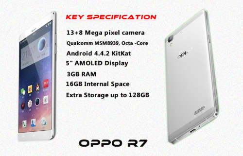 OPPO R7 4G Smartphone  Android 5.1 -  SILVER (FREE GIFT)