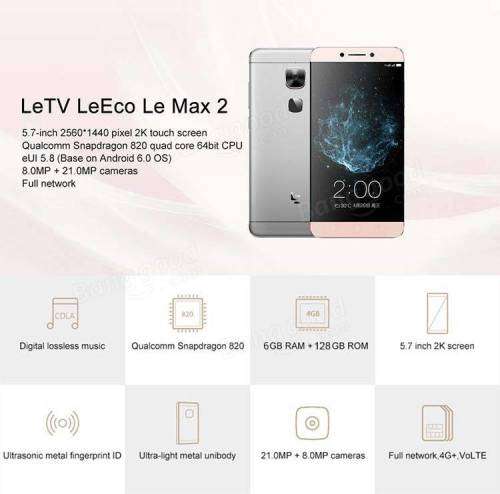 LeEco Le Max 2 Snapdragon 820 Quad-core 5.7" WQHD Screen Android 6.0 4G Phone 21MP CAM 6GB RAM