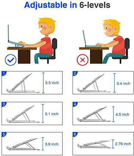 Laptop Stand Computer Stand Aluminum 6-Angles Adjustable Laptop Tablet