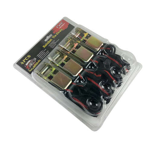 4pcs Long Ratchet Tie Down Strap Tensioning Belt Trailer Truck Lashing Strap