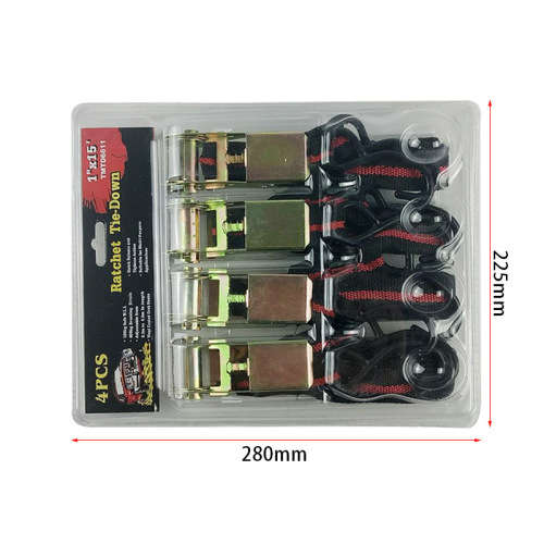 4pcs Long Ratchet Tie Down Strap Tensioning Belt Trailer Truck Lashing Strap