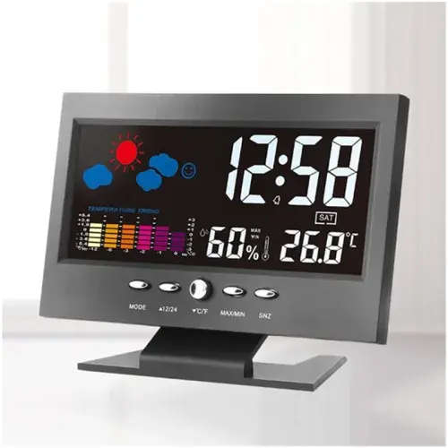 Electronic Digital Temperature Humidity Monitor Clock Weather Forecast Clock