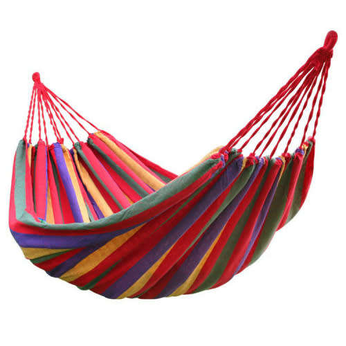 Portable Hammock Outdoor Hammock Garden Sports Home Travel Camping Swing Canvas Stripe Hang