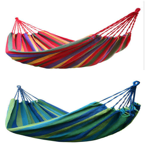 Portable Hammock Outdoor Hammock Garden Sports Home Travel Camping Swing Canvas Stripe Hang
