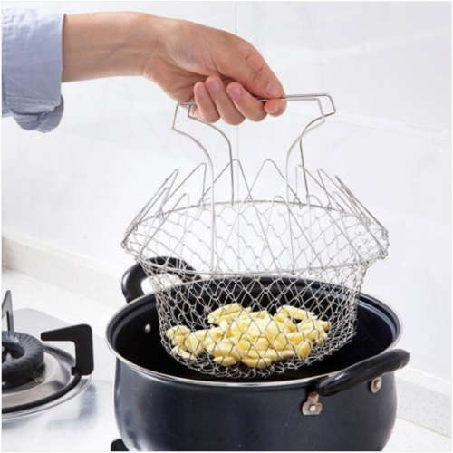 Stainless Steel Silver Chef Basket For Kitchen