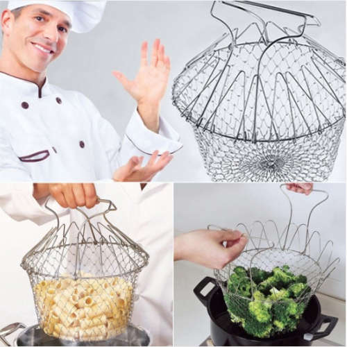 Stainless Steel Silver Chef Basket For Kitchen